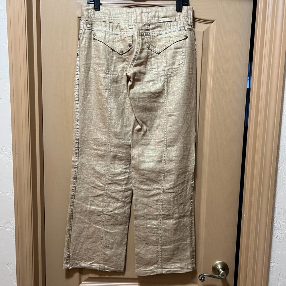 ❤️NWOT❤️ Roberto Cavalli Beige/Gold Linen Pants Vintage Made in Italy S… - Picture 6 of 16